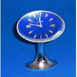 Vintage Big Ben style ALARM Desk Top JERGER CLOCK BLUE & CHROME Sputnik GERMANY