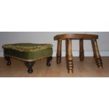 Sherbourne Foot Rest/Stool with Claw Feet plus Four Legged Wooden Stool with Turned Legs