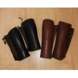 2 Military Pairs of leather Gatters Believed to be 1 Pair British in Brown and 1 Pair in Black Germa