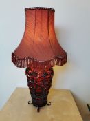 Red Hand Blown Caged Glass Table Lamp Large Vintage Venetian Murano style