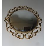 Vintage Convex Mirror Carved Scrolling Gilt Framed Round by Peerart Products Made In England