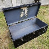 Vintage Military Electrical Spares Box Chest Wooden With a ripped label mentioning resistors and sig