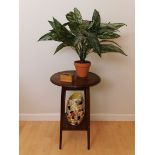 Small Oak Side Table or Plant Pt Ornament Stand with Shelf