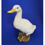 Large Porcelain Bisque China Duck Sitting on Reeds