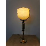 Large Lamp With Beehive Lamp Shade Solid Brass Art Deco