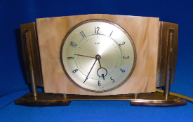 Clock 1950's Metamec Electric Mantel Clock Brass and Onyx