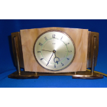 Clock 1950's Metamec Electric Mantel Clock Brass and Onyx