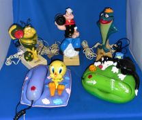 Novelty Telephones Popeye Sylvester Tweetie Pie Charlie The Tuna Bug man? Job lot