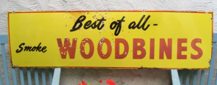 Large Porcelain/Enamel Advertising Sign "Best of all Smoke WOODBINES" 5 Foot Wide