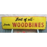 Large Porcelain/Enamel Advertising Sign "Best of all Smoke WOODBINES" 5 Foot Wide