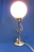 Vintage Art Deco Lamp with Opal/Opaque Globe Shade and Chrome Female Base