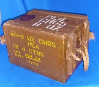 Militaria British Army Ammunition Box Dynamite PE4 CHGS 8 Oz 1976 In 4 CTNS 40-8