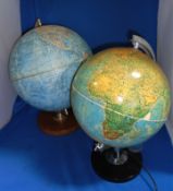 2 World Globes One By PHILLIES STEREO-RELIEF GLOBE George Philip & Son Ltd London