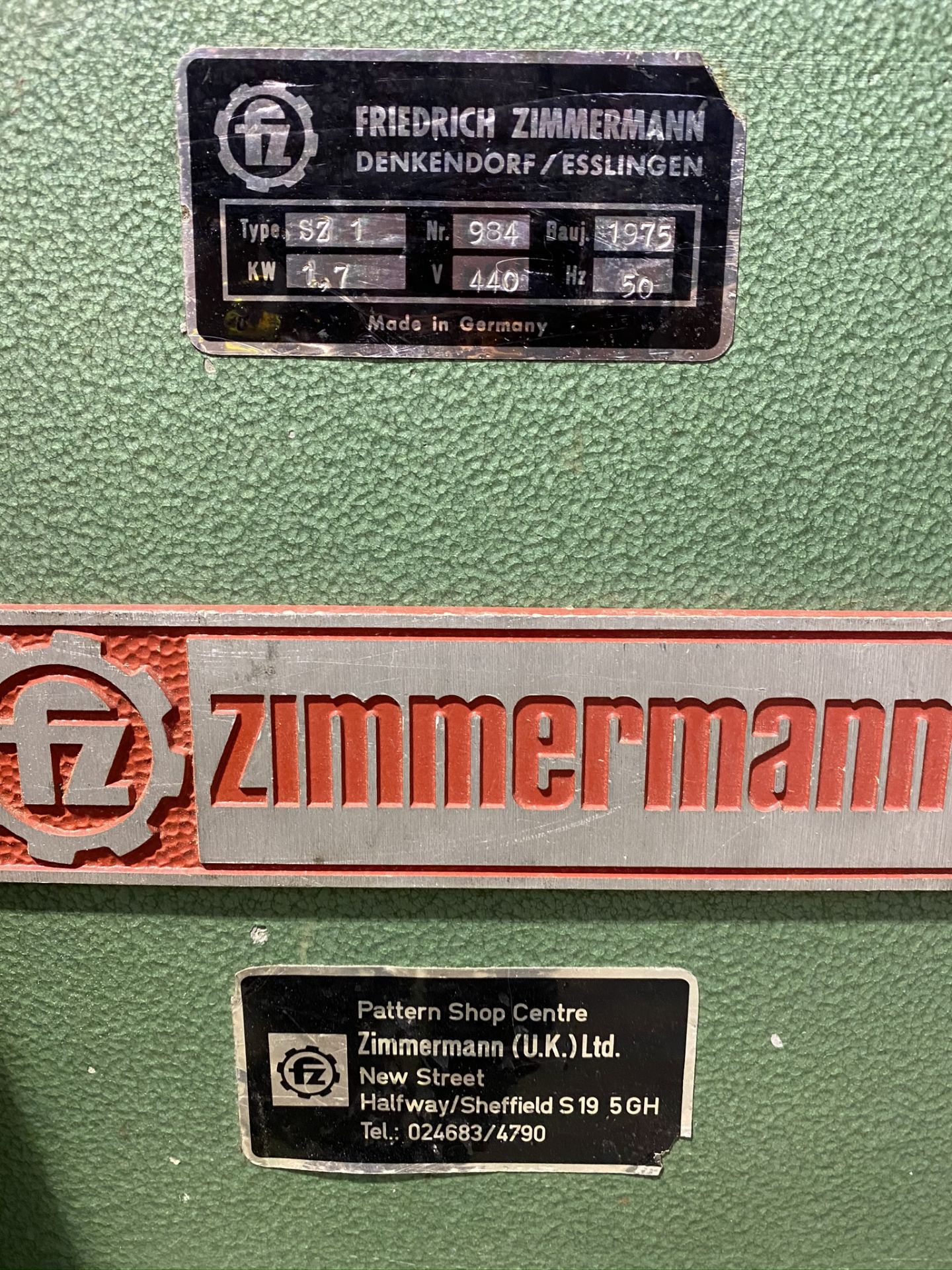 Zimmermann SZ1 600mm disc sander Wadkin Green - Image 3 of 4