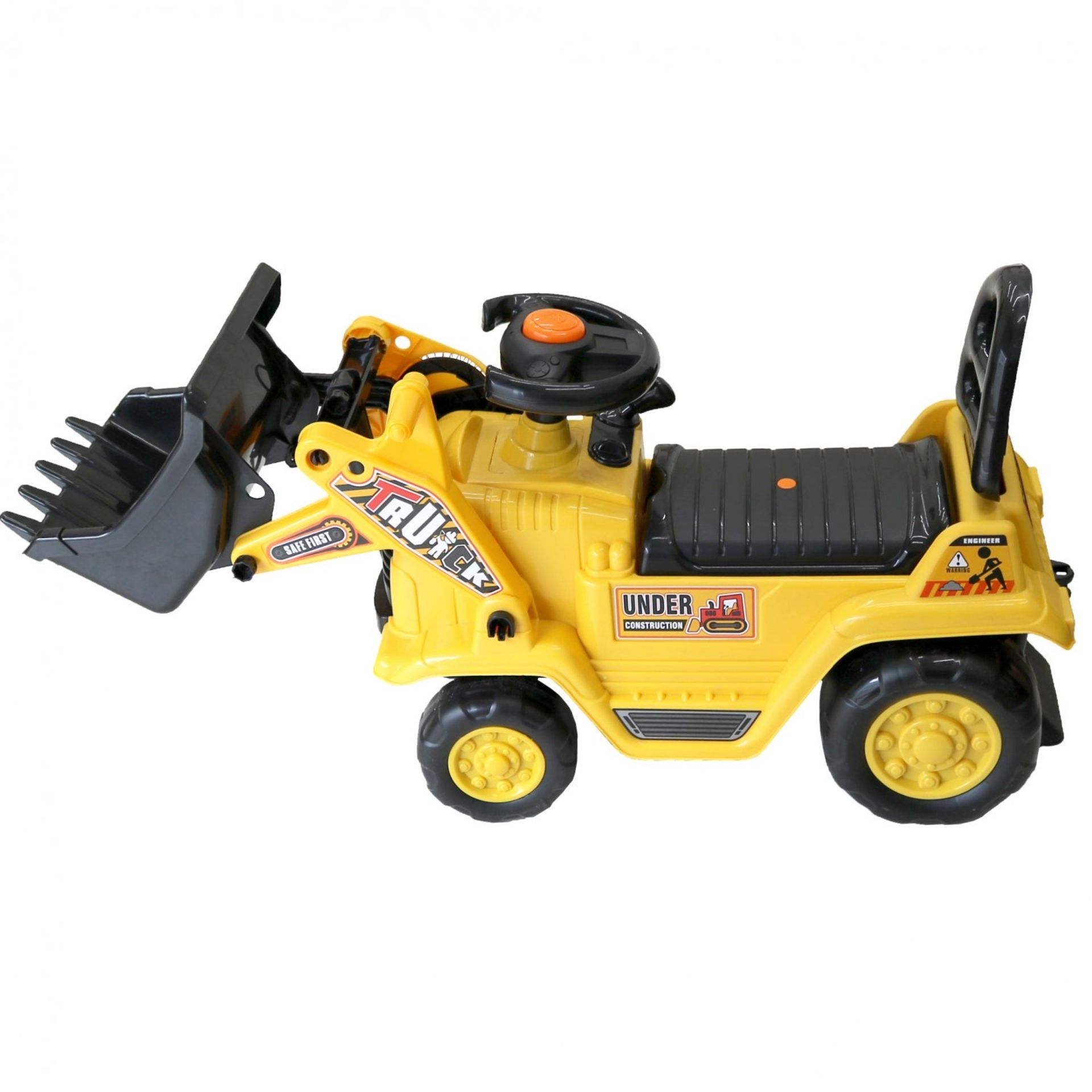 (G86) Childrens 3-in-1 Ride On Yellow Mini Digger Bulldozer Forklift Dimensions: 80 x 26.5 x 4... - Image 3 of 3