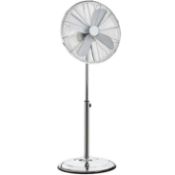 (G22) 16" Inch 40cm Chrome Metal Pedestal 3 Speed Stand Fan Cooling Heavy Duty 3 Speed Push ...