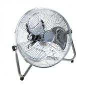 (D36) 12" Inch Chrome 3 Speed Floor Standing Gym Fan Hydroponic Heavy Duty 3 Speed Push Button...