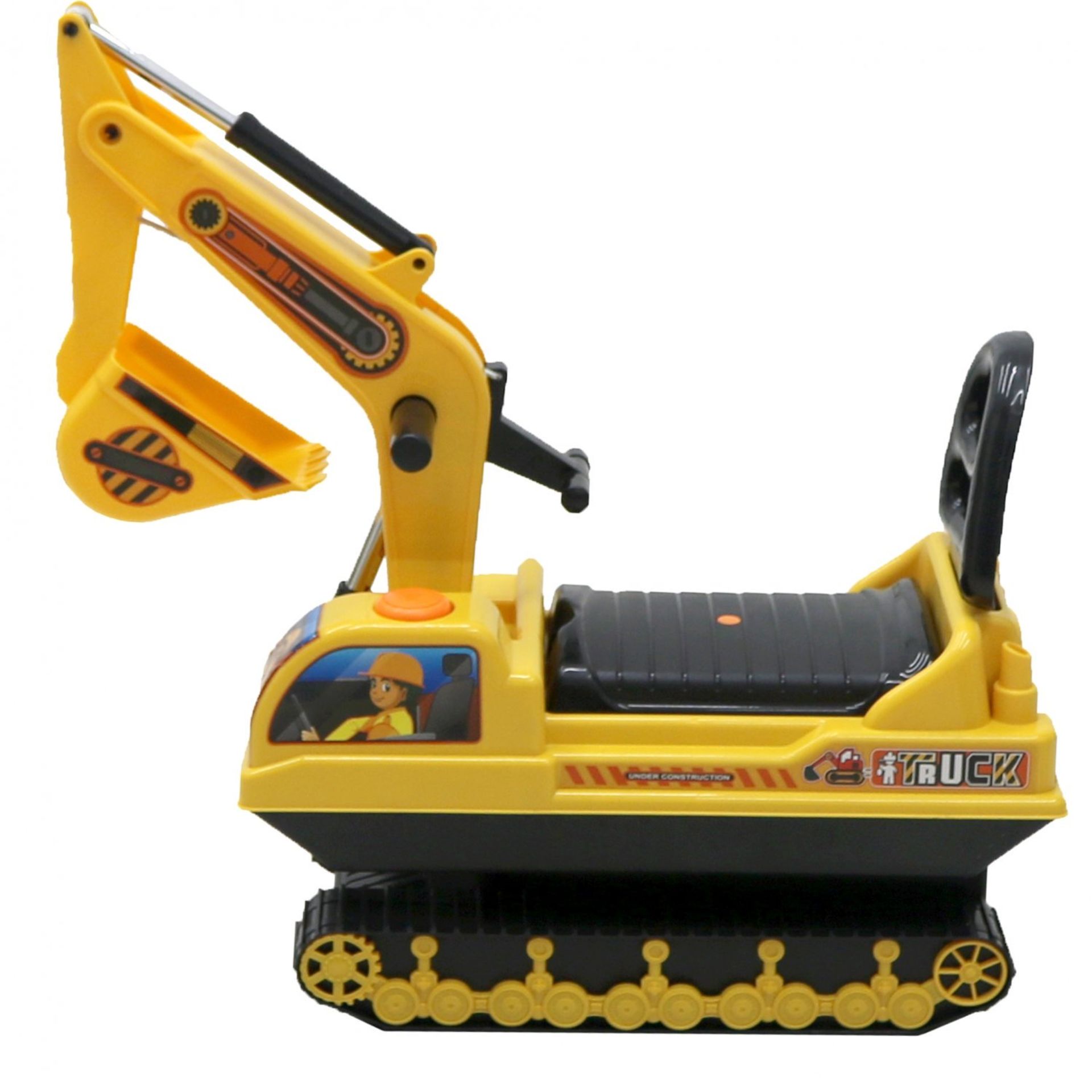 (G27) Childrens Ride On Push Along Yellow Mini Digger Bucket Excavator Dimensions: 78 x 26.5 x... - Image 3 of 3