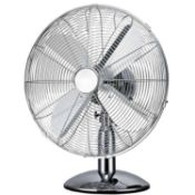 (G36) 12" Inch Chrome Metal 3 Speed Desk Fan Oscillating Heavy Duty 3 Speed Push Button Speed ...