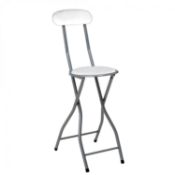 (D46) White Padded Folding High Chair Breakfast Kitchen Bar Stool Seat Height: 88cm, Seat Diam...