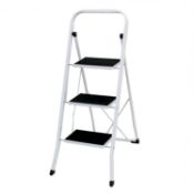(G52) Foldable 3 Step Ladder Stepladder Non Slip Tread Safety Steel Wide steps with rubber mat...