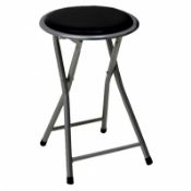 (LF81) Black Padded Folding Breakfast Kitchen Bar Stool Seat Perfect for sitting at y...