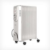 (S425) 11 Fin 2500W Oil Filled Radiator - White Suitable for areas up to 28 square metres 3 p...