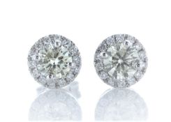 18ct White Gold Halo Set Earrings 1.29 Carats