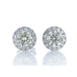 18ct White Gold Halo Set Earrings 1.29 Carats