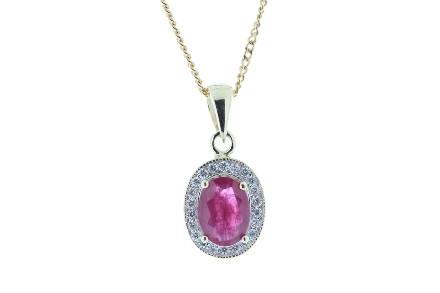 9ct Yellow Gold Diamond And Ruby Pendant