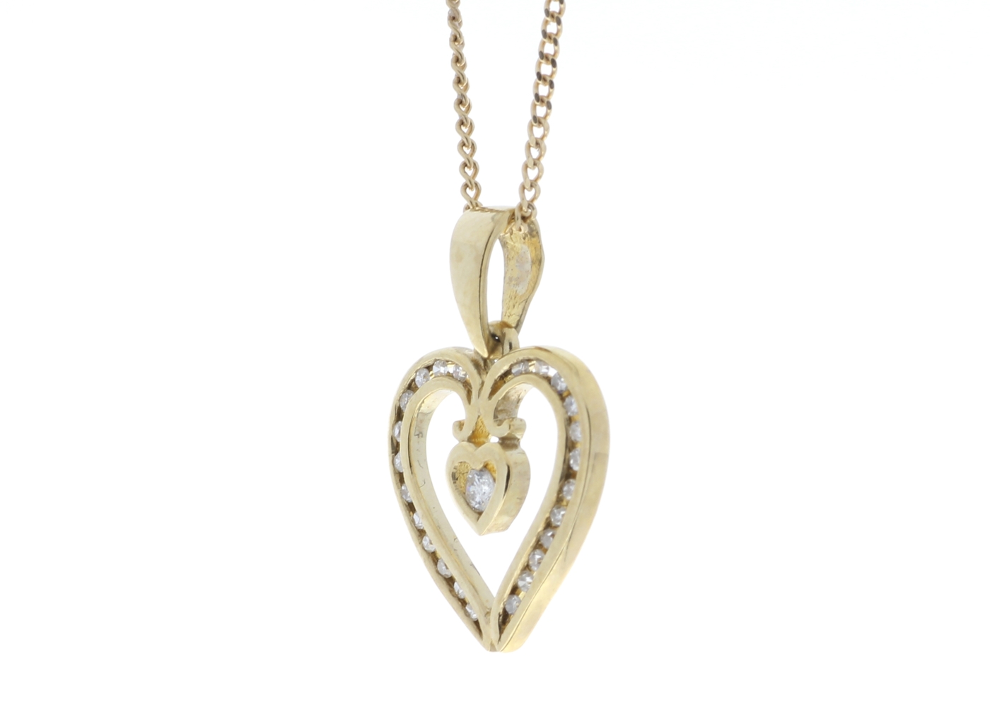 9ct Yellow Gold Heart Shaped Pendant Set With Diamonds 0.16 Carats - Image 4 of 5