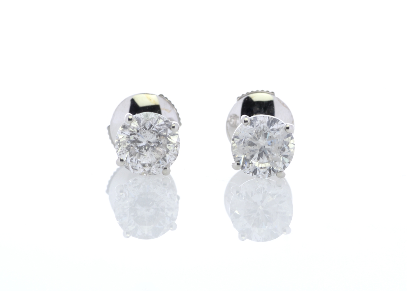18ct White Gold Claw Set Diamond Earrings 2.21 Carats