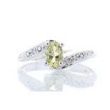 9ct White Gold Diamond And Lemon Quartz Ring