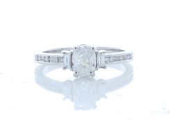 18ct White Gold Stone Set Shoulders Diamond Ring 0.74 Carats