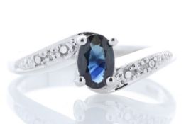 9ct White Gold Diamond And Sapphire Ring