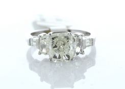 18ct White Gold Three Stone Claw Set Diamond Ring 2.92 Carats