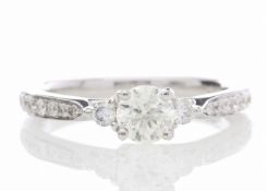 18ct White Gold Diamond Ring With Stone Set Shoulders 0.72 Carats