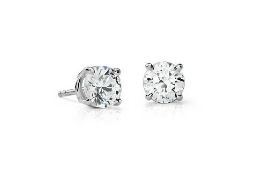 18ct White Gold Prong Set Diamond Earrings 1.00 Carats