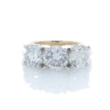 18ct Yellow Gold Three Stone Claw Set Diamond Ring 3.37 Carats