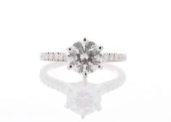 18ct White Gold Single Stone Prong Set With Stone Set Shoulders Diamond Ring (1.56) 1.85 Carats