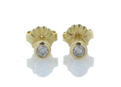 18ct Yellow Gold Single Stone Rub Over Set Diamond Earring 0.33 Carats