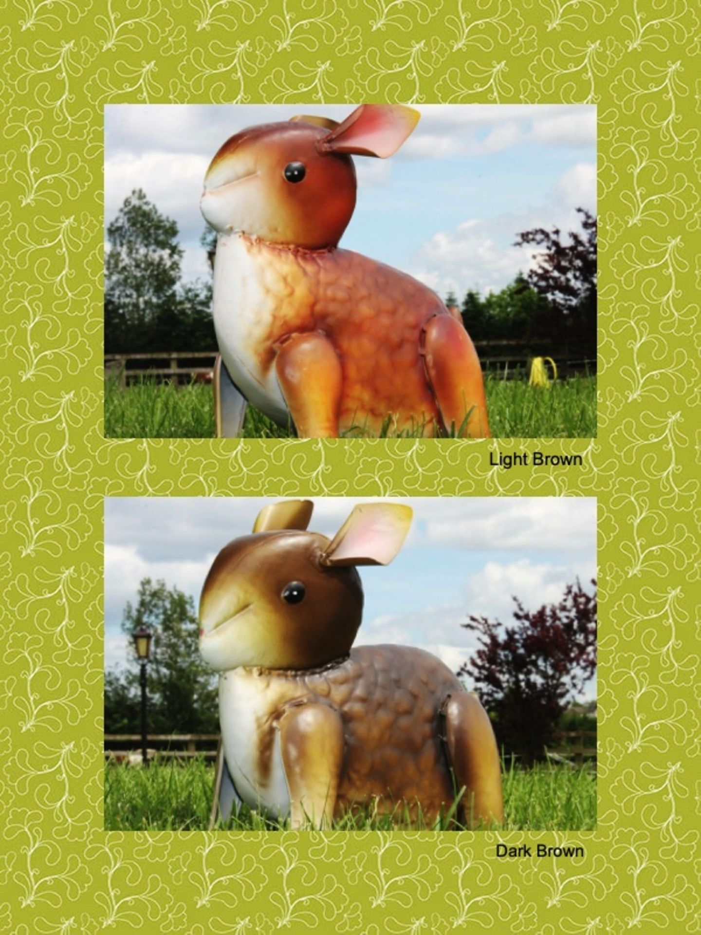 Primus Metal Rabbit Garden Ornament - Brown / Grey Colours - 10 Units Per Lot
