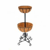 (RL133) 2 Tier Metal Garden Flower Fountain Plant Display Stand with Coco Liners Our flower ...