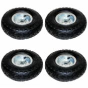 (F9) 4x 10" Pneumatic Sack Truck Trolley Wheel Replacement Tyre Set Wheel Diameter: 10" (25.4c...