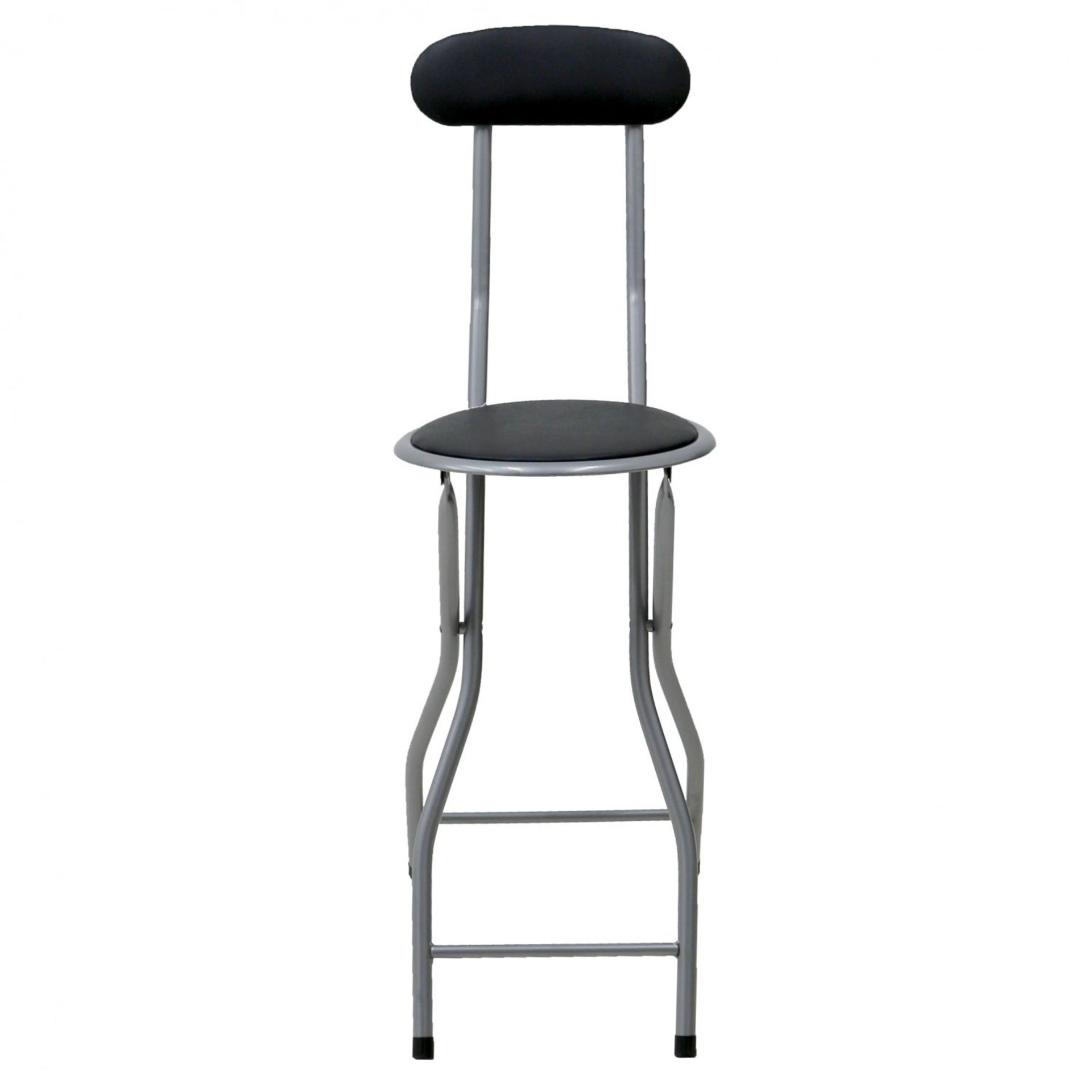 (F14) Black Padded Folding High Chair Breakfast Kitchen Bar Stool Seat Height: 88cm, Seat Diam... - Image 3 of 3