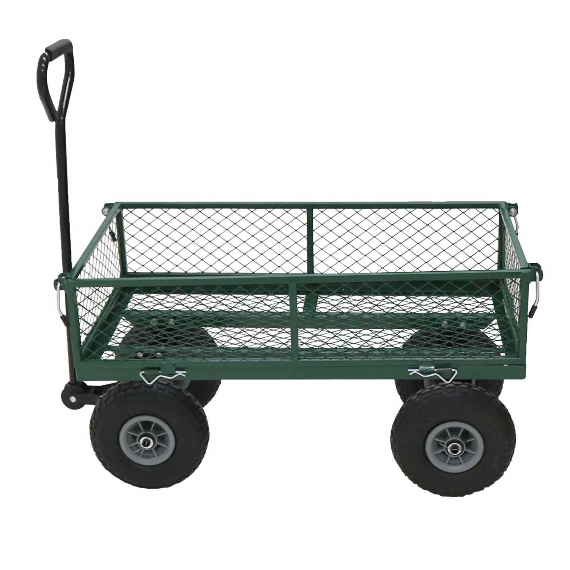 (F4) Heavy Duty Metal Gardening Trolley - Green Trailer Cart Handle For Pulling And Removable ... - Image 2 of 3