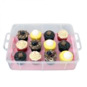 (RL65) Pink 3 Tier 36 Cupcake Plastic Carrier Holder Storage Container The cupcake carrier...