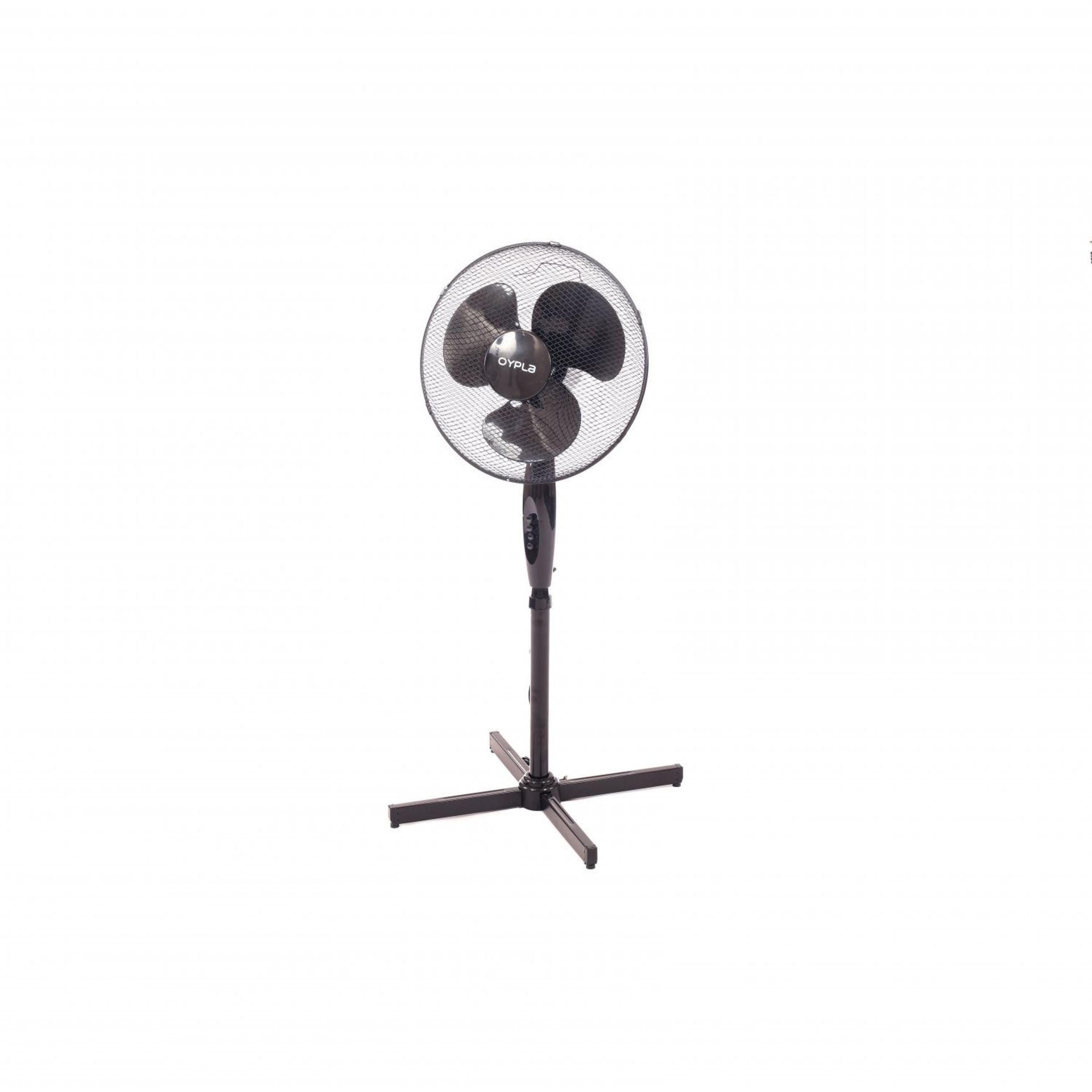 (F30) 16" Oscillating Black Extendable Free Standing Pedestal Fan 3 Speed Push Button Speed Co...