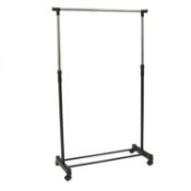 (F77) Adjustable Single Mobile Clothes Garment Hanging Rail Height: 160cm, Length: 81cm, Capac...