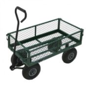 (D8) Heavy Duty Metal Gardening Trolley - Green Trailer Cart Handle For Pulling And Removable ...